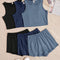3pcs/Set Solid Color Vest & Shorts Home Wear Set