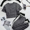3pcs Solid Lounge Tee & Drawstring Waist Sweatpants Lounge Set
